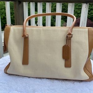 Coach bag Tan and Linen
